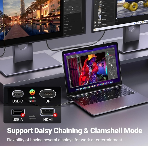 UGREEN USB C to DisplayPort 1.4 Cable 8K@60Hz 4K@240Hz Unidirectional Thunderbol - Picture 4 of 9